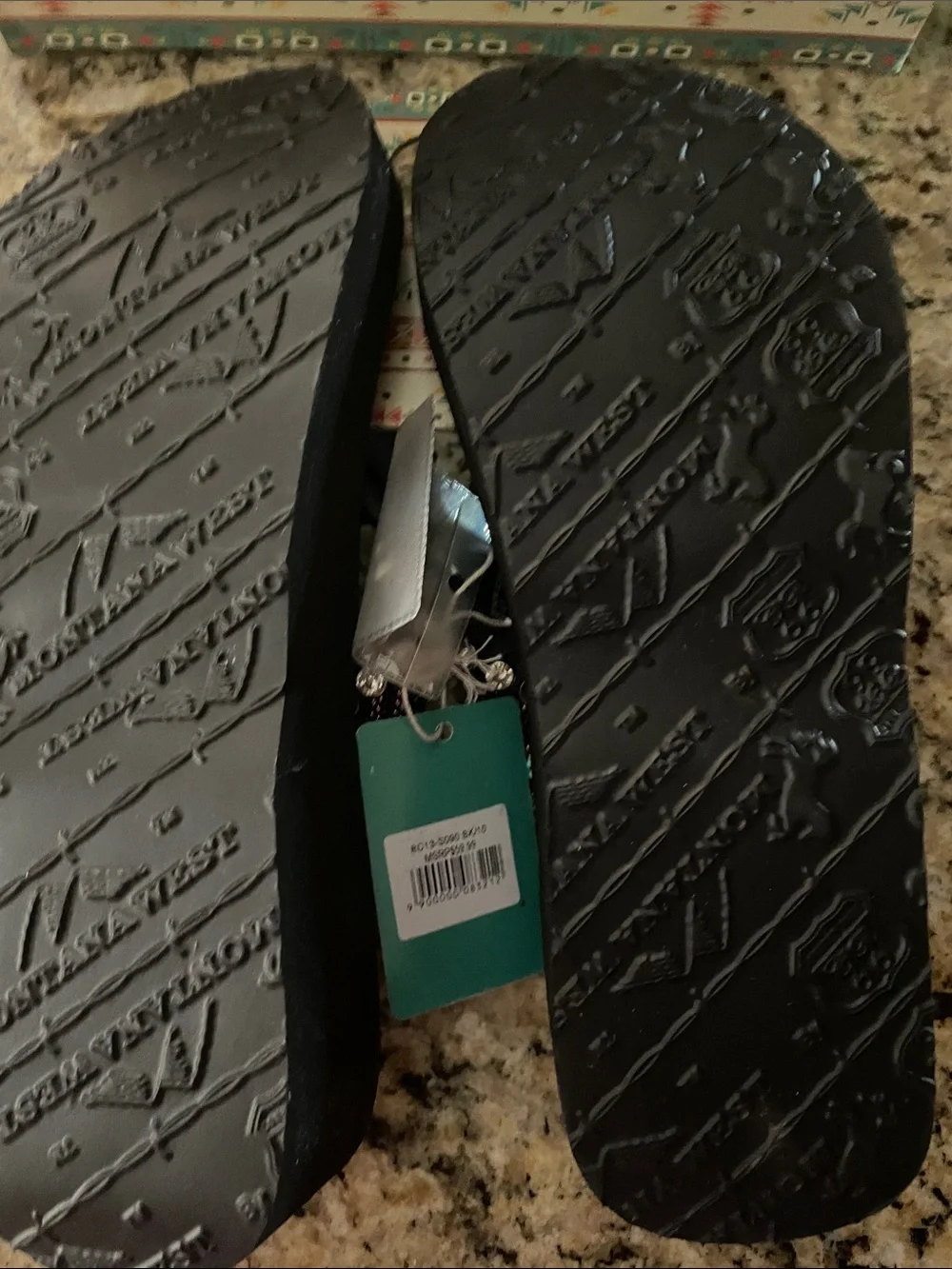 Montana West Black & Turquoise Beaded Western Thong Sandals